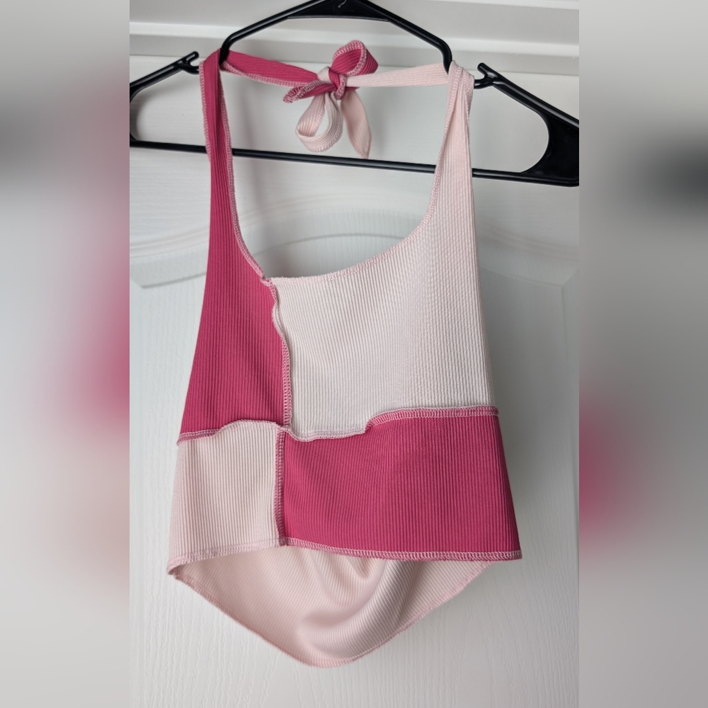 PrettyLittleThing Pink Halter Crop Top Size 4